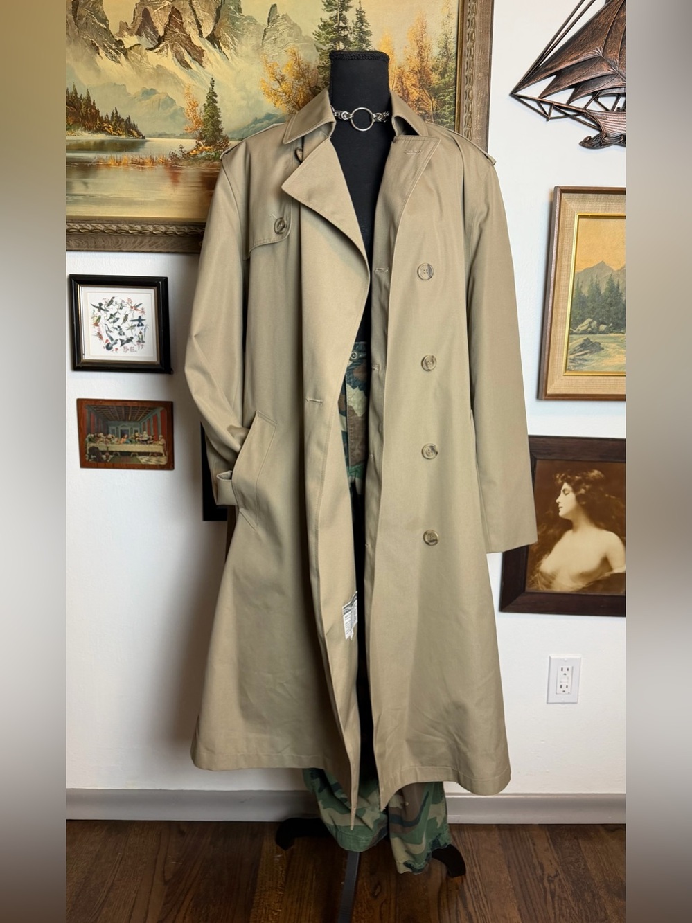 Vintage Misty Harbor Double Breasted Belted Trench Coat Men's 40 L or Medium L